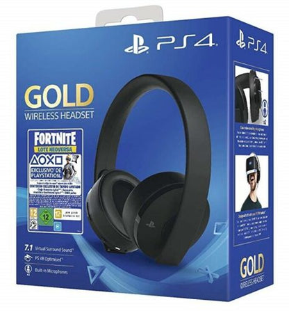 SONY PLAYSTATION 4 GOLD WIRELESS HEADSET 2.0 STEREO GAME + FORTNITE VCH 2019 PS4