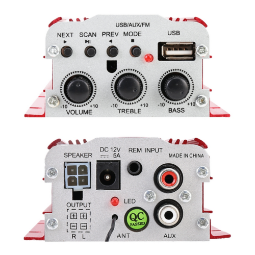 Mini Stereo Audio Verstärker 500W 2Ch 12V DC USB SD FM Fernbedienung MA700-BT