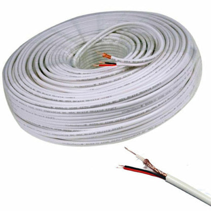 VIDEOKABEL 200m METER RG59+STROMVERSORGUNG FÜR KAMERA BALUN VIDEOÜBERWACHUNG