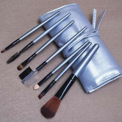 Kit Set 7 Pennelli Trucco Viso Make Up Professional Ombretto Fondotinta Astuccio