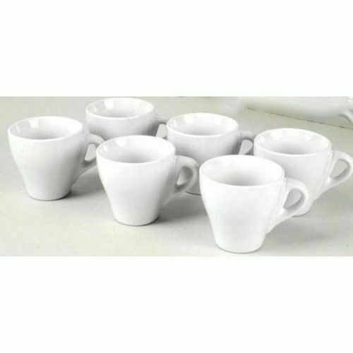 6-teiliges Set Tassen Kaffeetassen weiß Keramik Espresso Frühstück Bar 6x7cm