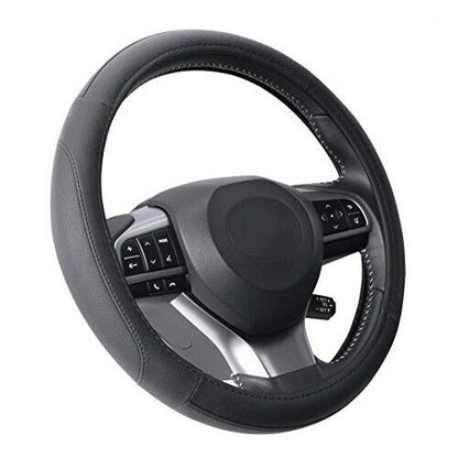 COPRIVOLANTE AUTO UNIVERSALE FODERA VOLANTE 35-37cm 36cm SIMIL PELLE NERO TUNING