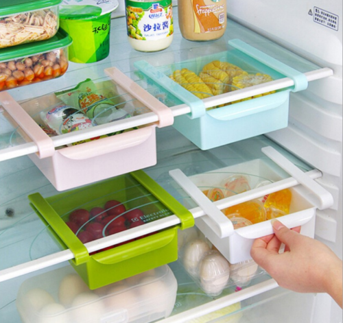 4PZ KÜHLSCHRANK-ORGANIZER SCHUBLADE PLATZSPARENDER KORB FÜR KÜHLSCHRANK