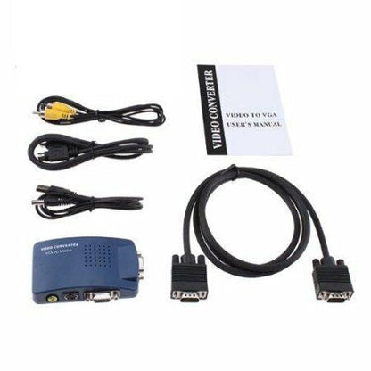 CONVERTITORE DA VGA A RCA S-VIDEO BNC SCART PC COMPUTER NOTEBOOK ADATTATORE DVR