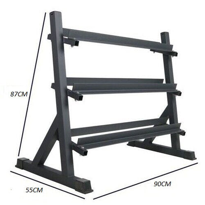 Hb Rastrelliera 3 Livelli Supporto Rack Porta Manubri Pesi Palestra Espositore