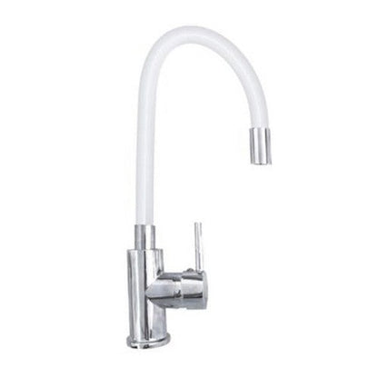 MISCELATORE CANNA ALTA FLESSIBILE RUBINETTO MONOCOMANDO CUCINA BIANCO 1987-2