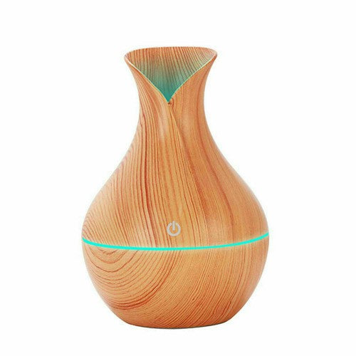 MINI DIFFUSORE AROMI EFFETTO LEGNO AROMATERAPIA UMIDIFICATORE USB CASA LED 130ML