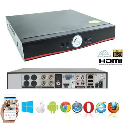 Dvr Ibrido Cloud 5 In 1 Nvr Cvi Tvi Hvr Ahd Analogico 4 Ch Canali Full Hd 1080P