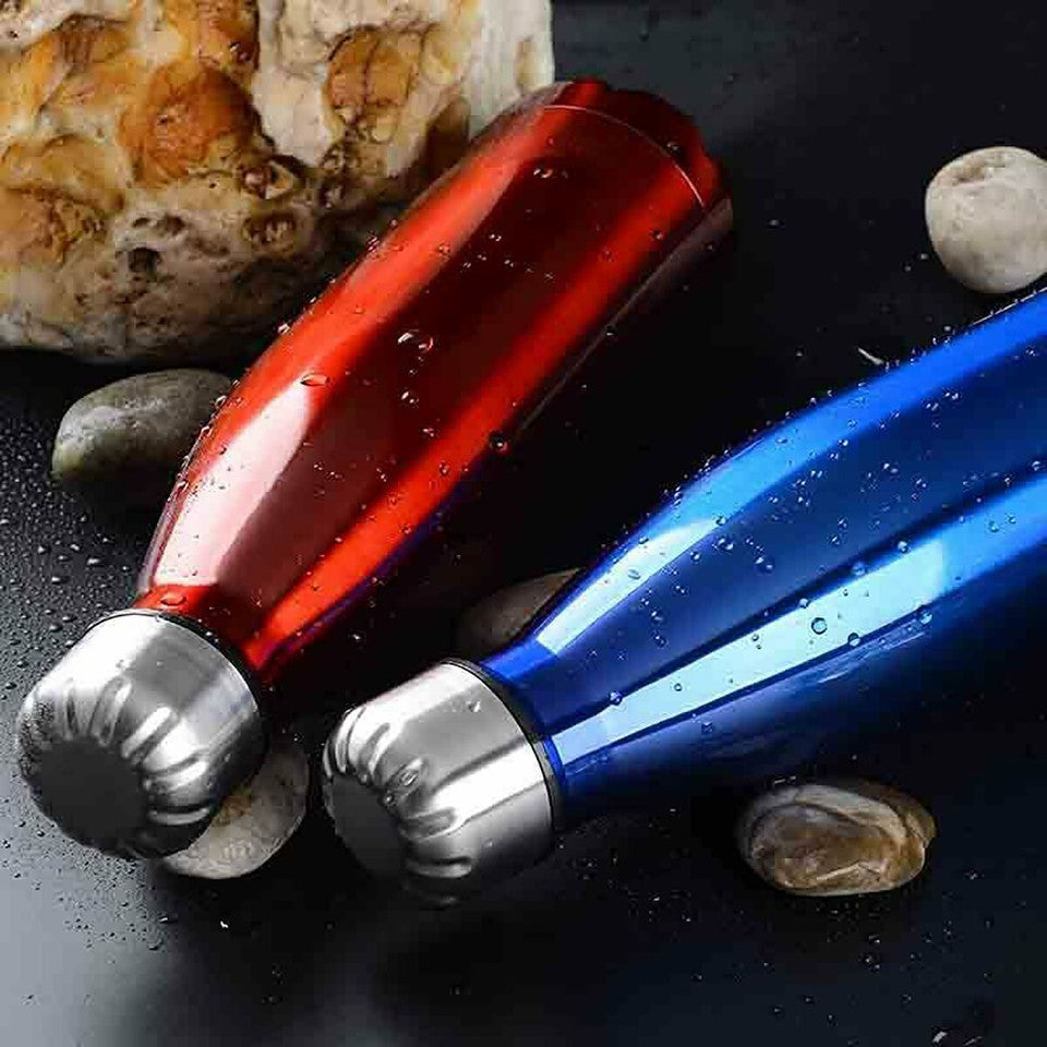 PORTATILE BORRACCIA BOTTIGLIA D'ACQUA ACCIAIO INOX TERMICA CALDO FREDDO 500 ML