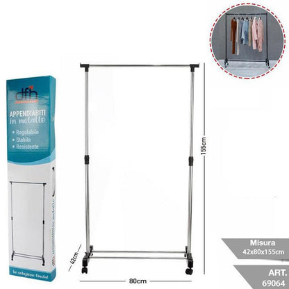 STAND APPENDIABITI ALLUNGABILE TELESCOPICO SINGOLO RUOTE 80x42x155CM 69064