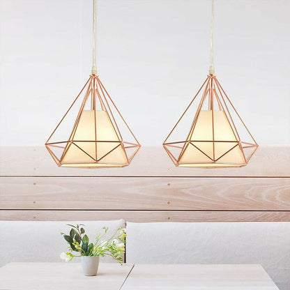 LAMPADARIO GABBIA METALLO INDUSTRIALE RETRO E27 PENDENTE VINTAGE ORO ROSA SJ100