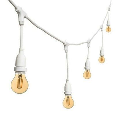 CATENARIA LUCI 10MT 20 PORTALAMPADE E27 BIANCA ALLUNGABILE IP44 INTERNO ESTERNO
