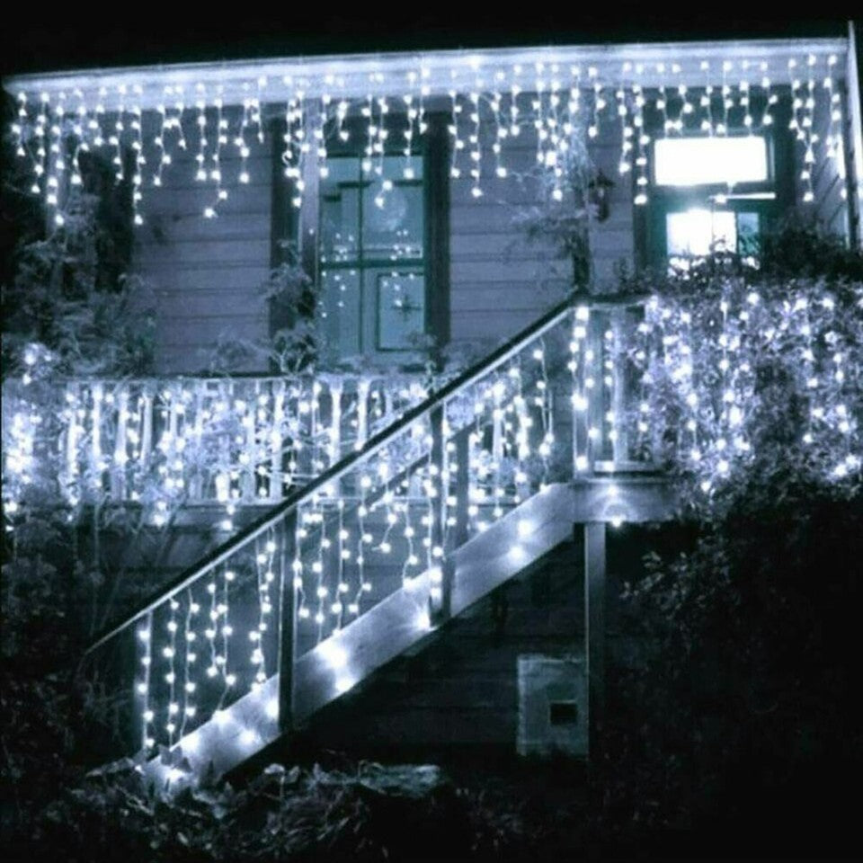 TENDA LUMINOSA ESTERNO 120 LED NATALE BIANCO FREDDO FISSO INTERMITTENTE 3 METRI