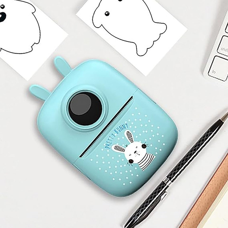 MINI STAMPANTE PORTATILE STAMPA DA smartphon FOTO VIDEO TESTO AZZURRO BLUETOOTH