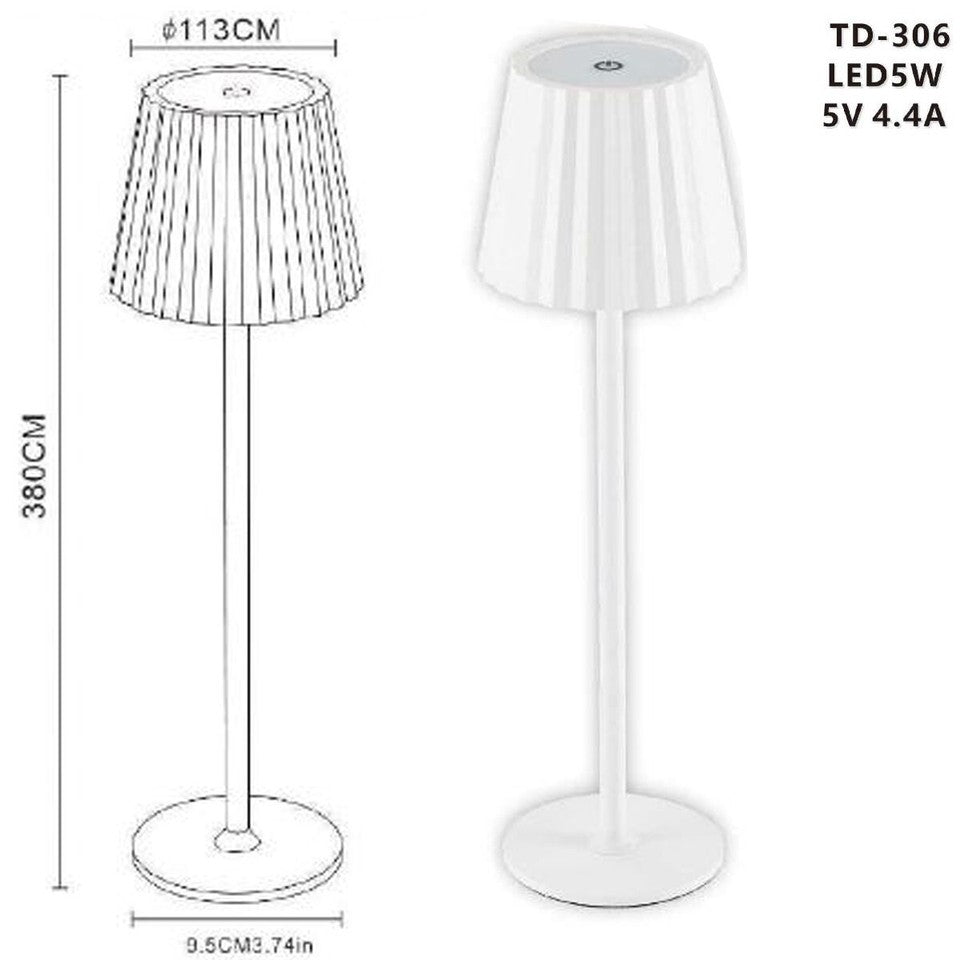 LAMPADA TAVOLO TOUCH LED MODERNA RICARICABILE BAR HOTEL RISTORANTE BIANCO TD-306