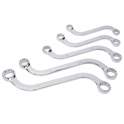 SET 5 CHIAVI DA MECCANICO COMBINATE TIPO S FISSE AUTO ANELLO POLIGONALI 10-19MM