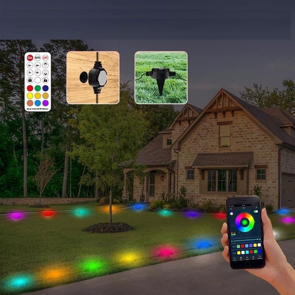 CATENA SMART LED RGB SEGNAPASSO TERRA MURO 16 LAMPADINE SOLARE ESTERNE IP65 F16C