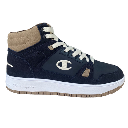 Champion scarpa sneakers alta da ragazzo Rebound Mid Winterized S32719 BS501 blu-bianco-beige