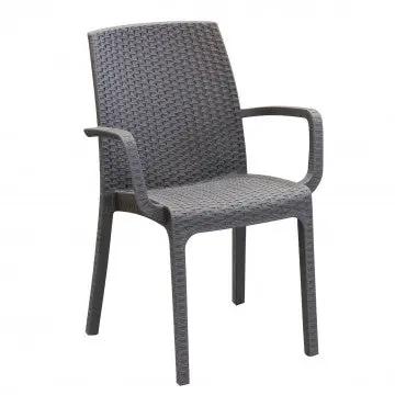 Poltrona Indiana - Sedia per esterni in wicker con struttura plastica stampata, dimensioni cm 57 x 59 x 86 h.