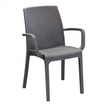 Poltrona Indiana - Sedia per esterni in wicker con struttura plastica stampata, dimensioni cm 57 x 59 x 86 h.