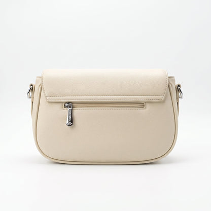 Charro Beige Saddle Bag with Double Logo Ring and Removable Shoulder Strap