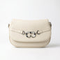 Charro Beige Saddle Bag with Double Logo Ring and Removable Shoulder Strap