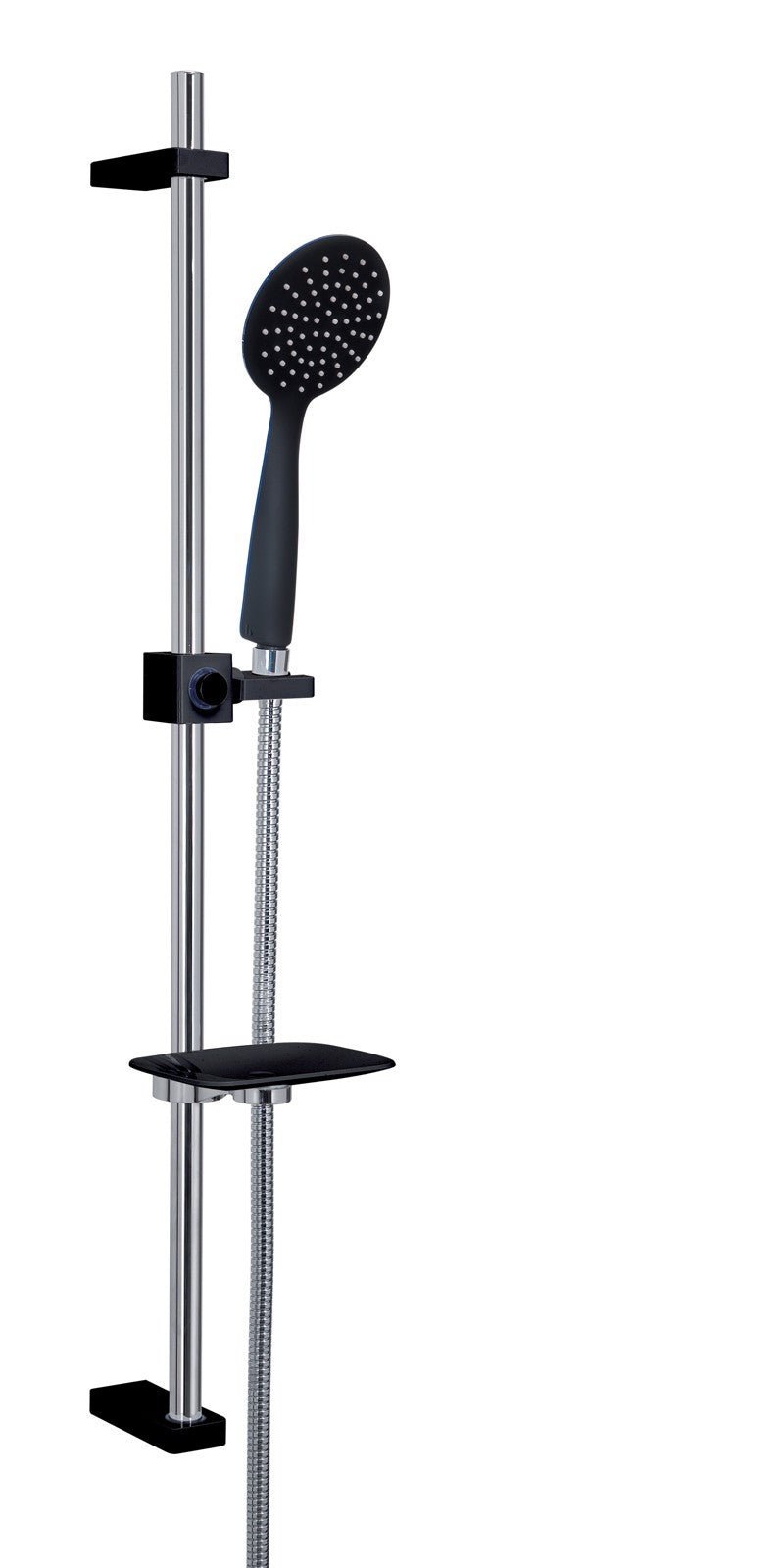 Saliscendi cromato nero  linea Tendence di Gedy con portasapone