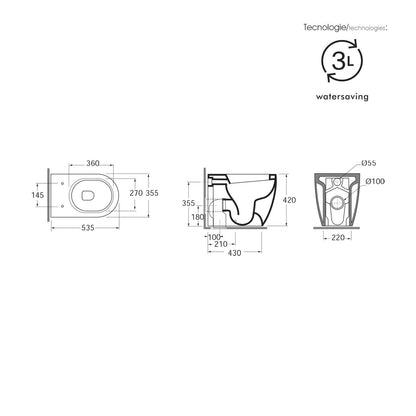 Sanitari Azzurra Comoda filo muro a terra wc + bidet e sedile soft-close in ceramica