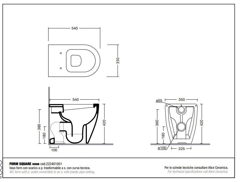 Sanitari serie FORM colore bianco Matt DI Alice Ceramica