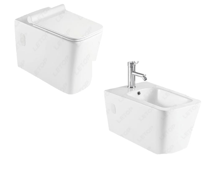 Sanitari sospesi Rimless vaso bidet e sedile in ceramica bianca