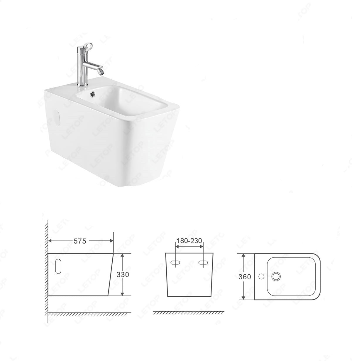 Sanitari sospesi Rimless vaso bidet e sedile in ceramica bianca