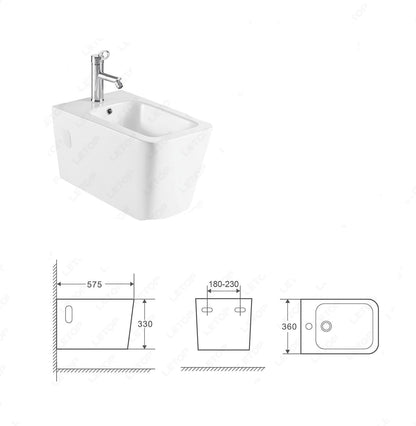 Sanitari sospesi Rimless vaso bidet e sedile in ceramica bianca