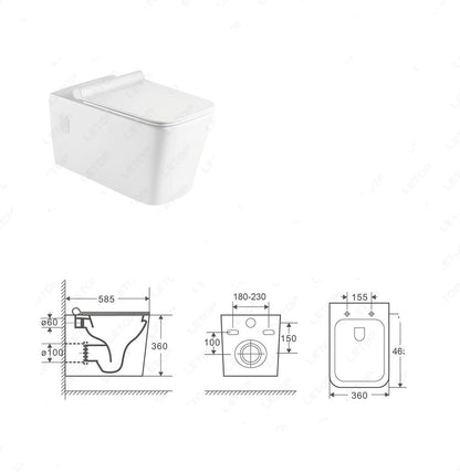 Sanitari sospesi Rimless vaso bidet e sedile in ceramica bianca