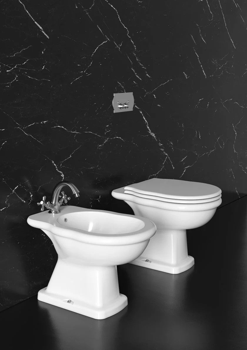 Sanitari tradizionali in ceramica linea BOHEME vaso+bidet+coprivaso Alice Ceramica scarico a pavimento