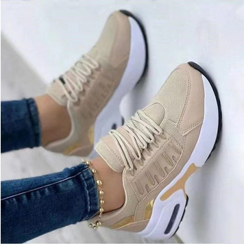 Scarpe sportive da donna, con tacco a zeppa in tessuto