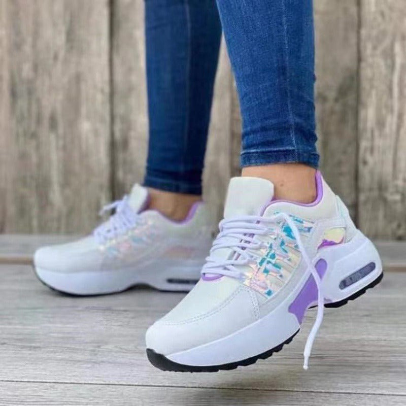 Scarpe sportive da donna, con tacco a zeppa in tessuto