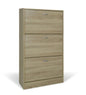 Double depth shoe cabinet with 3 doors, Oak wood 63X24X115cm