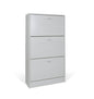 Double-depth shoe cabinet, 3 doors, whitewashed wood 63X24X115cm
