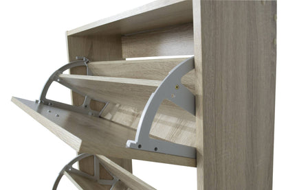 Scarpiera doppia profondità 4 ante, legno rovere 63X24X150cm