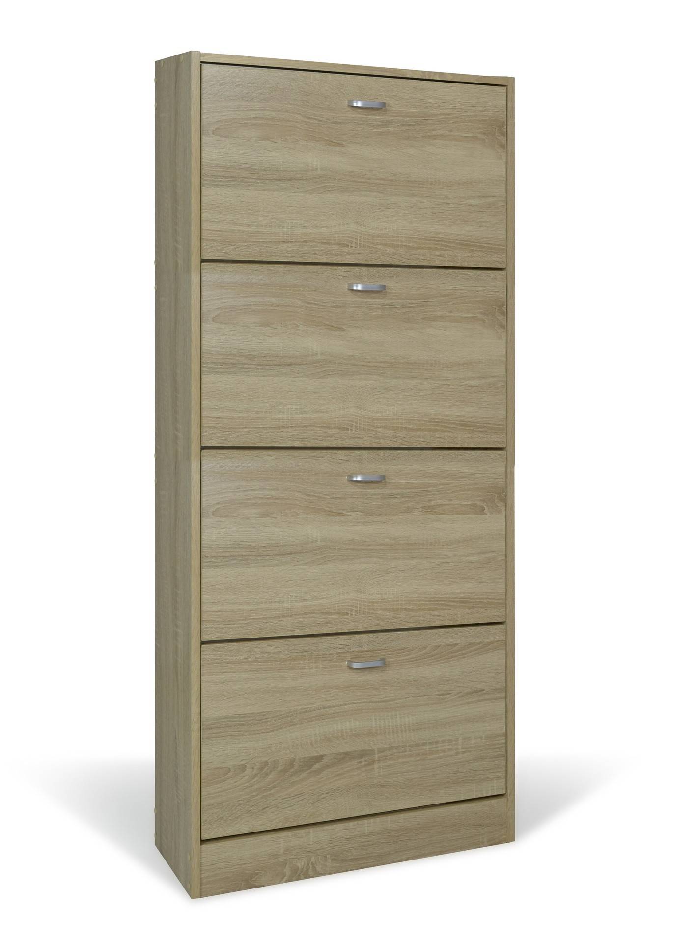 Scarpiera doppia profondità 4 ante, legno rovere 63X24X150cm
