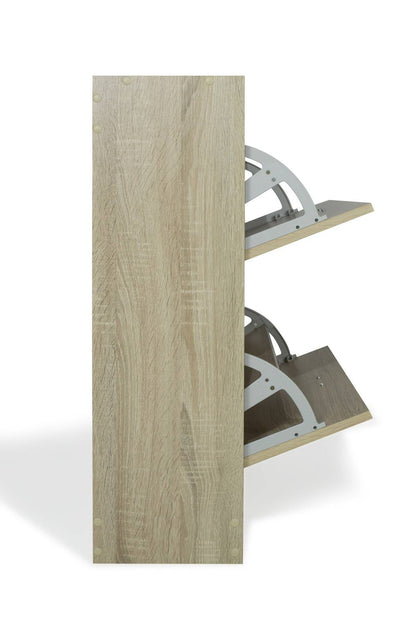 Scarpiera doppia profondità in legno 2 ante Rovere 63X24X80cm