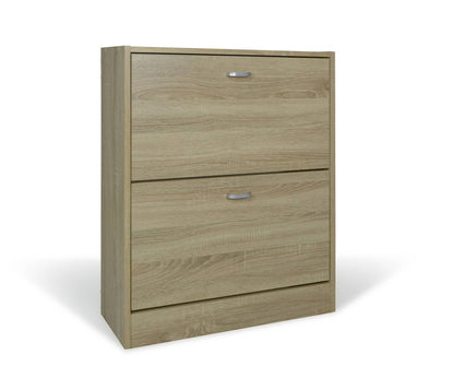 Scarpiera doppia profondità in legno 2 ante Rovere 63X24X80cm