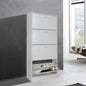 Slim 4-tier shoe cabinet with drop-down doors 63x24x150 CM bleached oak color