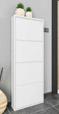 Space-saving metal shoe cabinet with 4 tilting doors