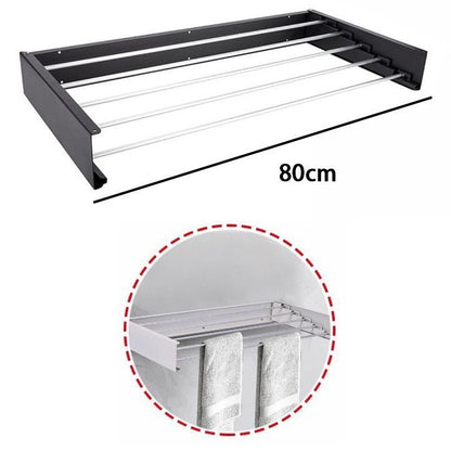 Wall-Mounted Foldable Clothes Drying Rack Indoor/Outdoor Balcony - Black