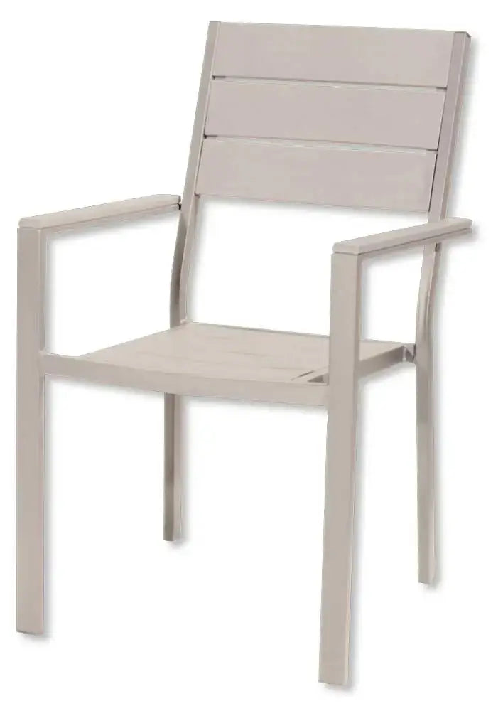 Sedia Tenerife con braccioli – Effetto legno, metallo verniciato, beige