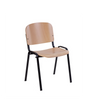 Fixed waiting chair with backrest and seat in varnished beech, black steel frame, 54x55x77h cm