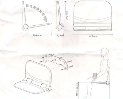 Sedile ribaltabile per doccia in resina colore bianco