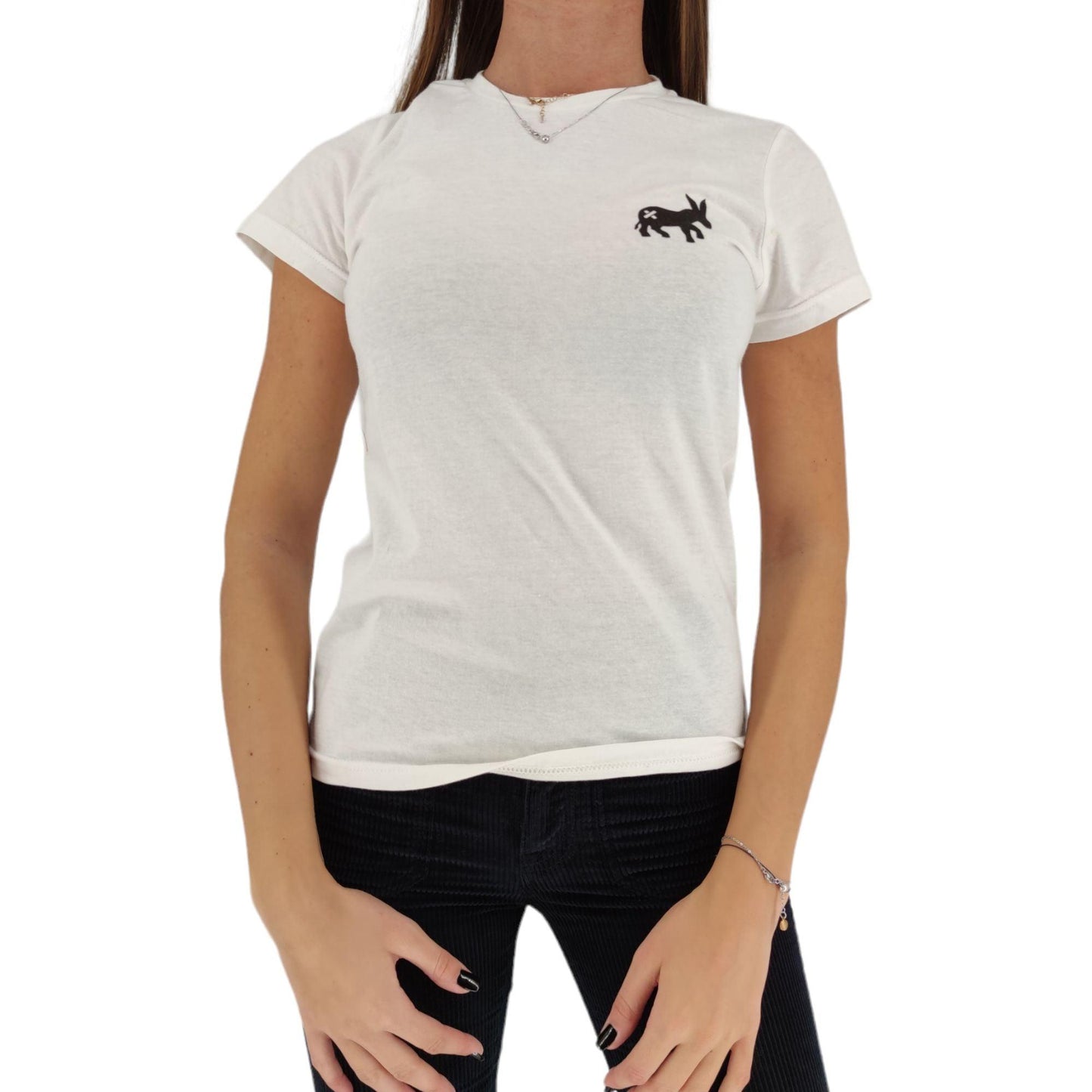 T-shirt Classic Logo Donna White/Black