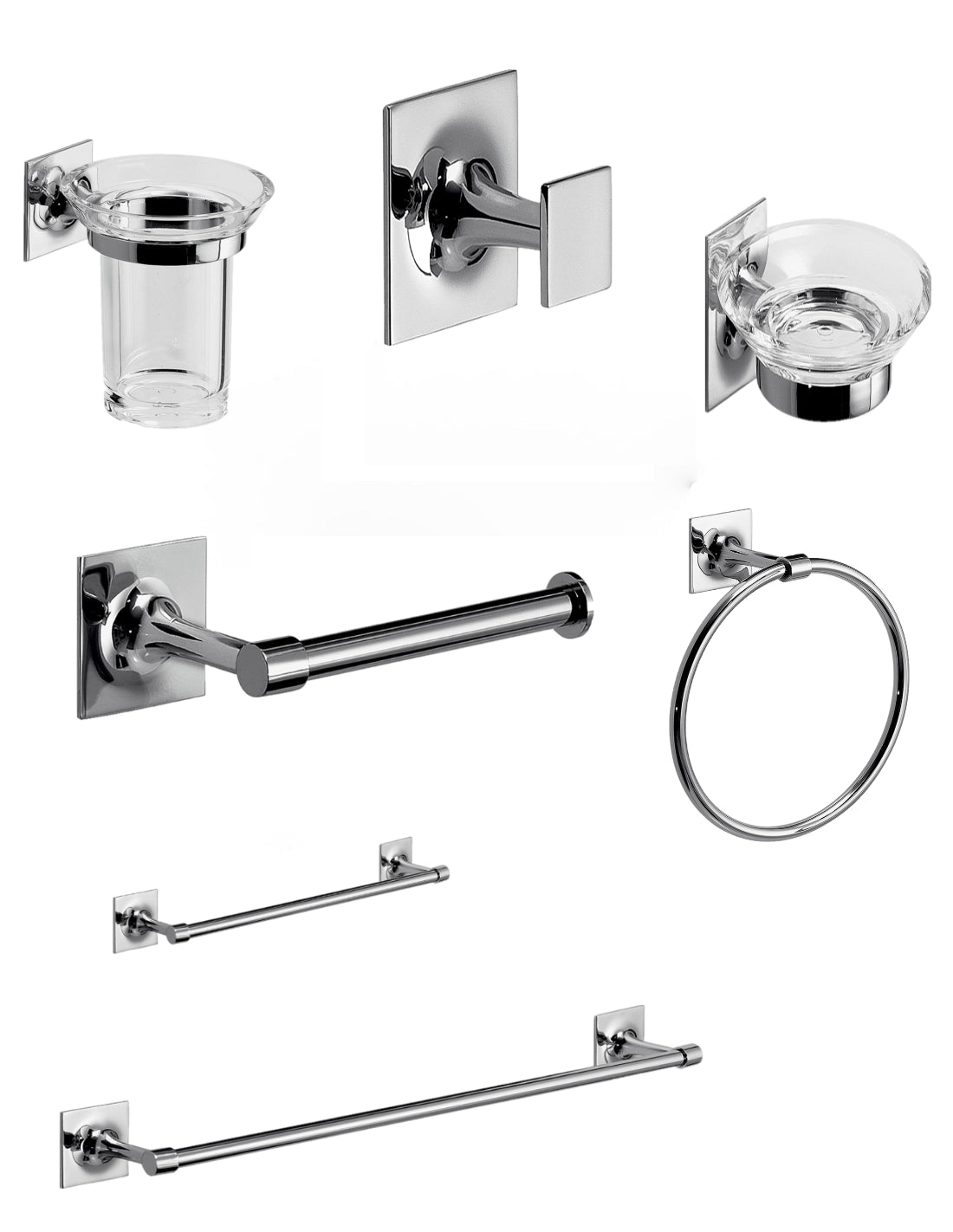 Set da 7 accessori a muro GEDY linea Wizard cromato